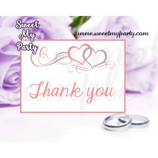 Hearts Wedding Thank You card,Coral Hearts Wedding Thank You Cards,(018w)